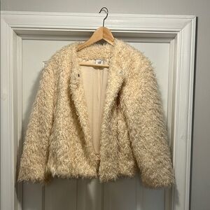 Cabi Cream Colored Teddy / Faux Fur Jacket